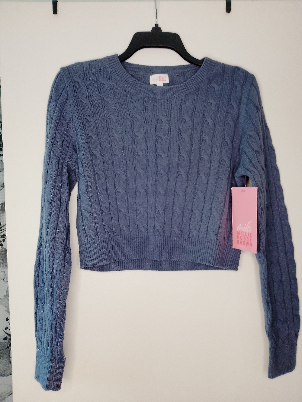 Crop Cable Sweater - Blue